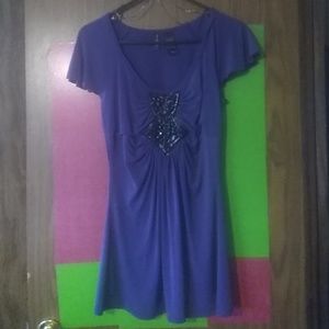 Bisou Bisou Long Ruched & Blinged Fitted Blouse👚